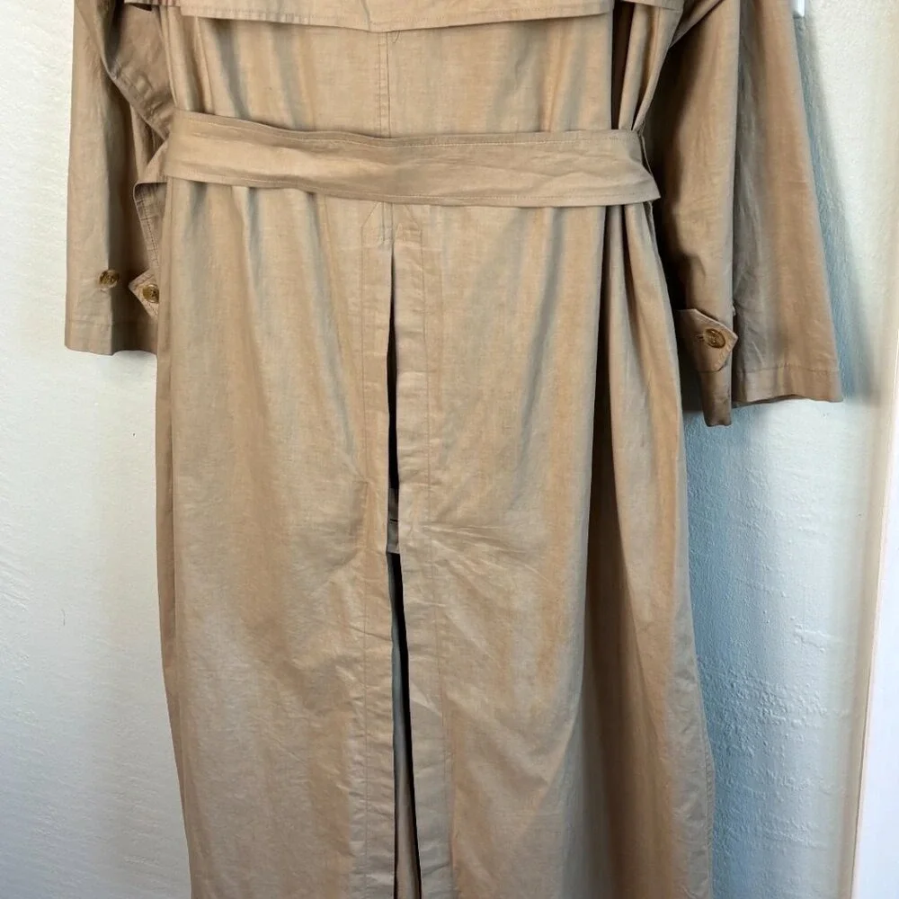 Burberry Trench Coat 10 Long Tan Cotton Nova Check‎ England - Picture 11 of 16